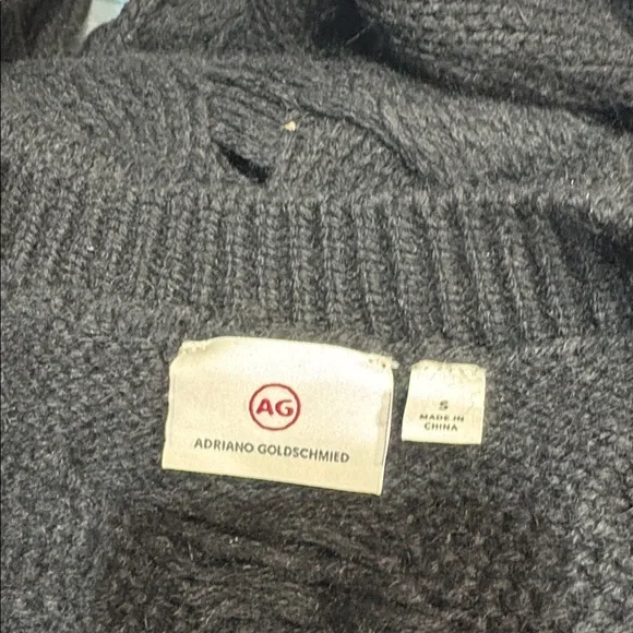 NWOT AG Adriano Goldschmied Black Open Knit Cable Button Cardigan